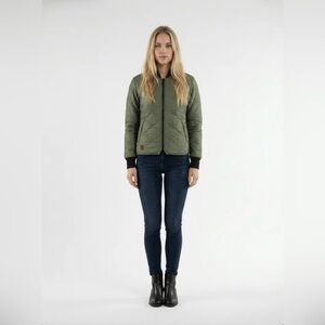 Mobile Warming Heated Coat/Jacket Olive Green with 2 Batteries Size Sm-Med